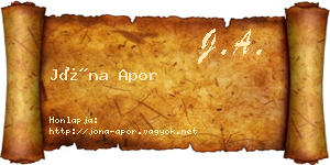 Jóna Apor névjegykártya